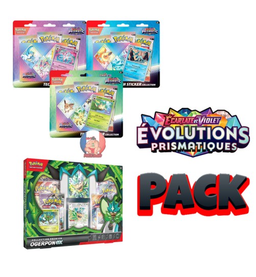 Pack Tripack 8.5 : 1 Tripack Évolutions Prismatiques + 1 Coffret Ogerpon