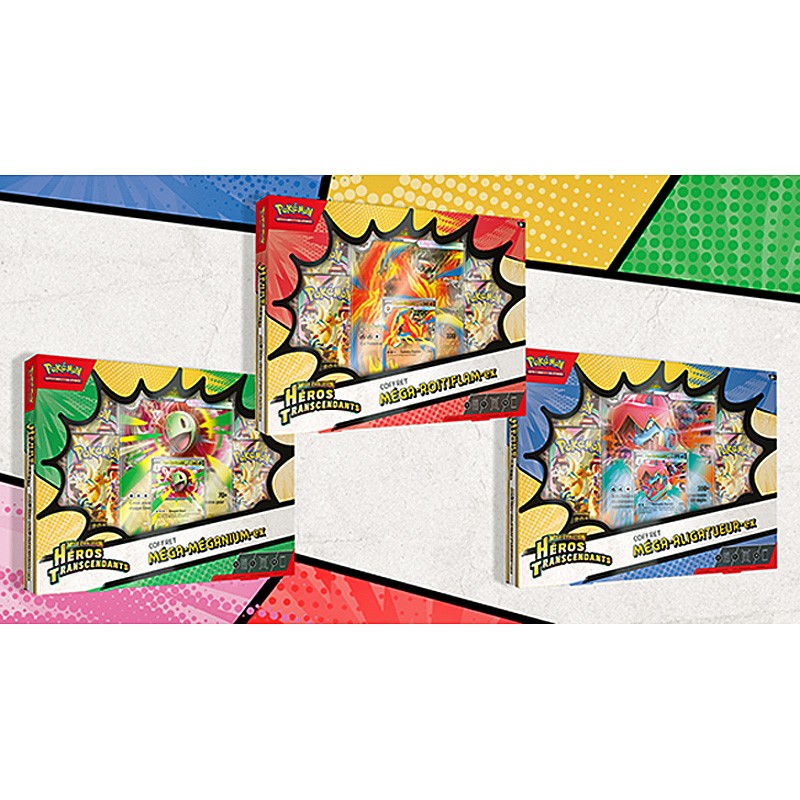 Coffret Méga-Méganium / Méga-Roitiflam / Méga-Aligatueur Coffret Méga-Méganium / Méga-Roitiflam / Méga-Aligatueur